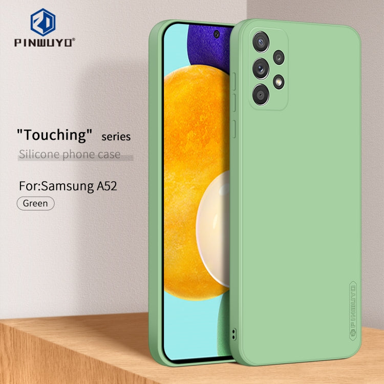 For Samsung Galaxy A52 4G/5G PINWUYO Touching Series Liquid Silicone TPU Shockproof Case(Green) - Galaxy Phone Cases by PINWUYO | Online Shopping UK | buy2fix