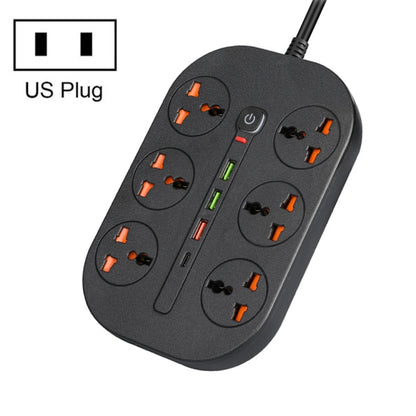 T21 PD3.0 + QC3.0 Multi Hole Row Plug 3000W High Power Socket, US Plug(Black) - Extension Socket by buy2fix | Online Shopping UK | buy2fix