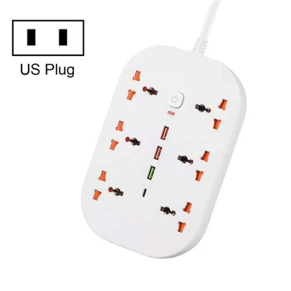 T21 PD3.0 + QC3.0 Multi Hole Row Plug 3000W High Power Socket, US Plug(White) - Extension Socket by buy2fix | Online Shopping UK | buy2fix