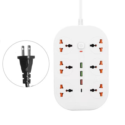 T21 PD3.0 + QC3.0 Multi Hole Row Plug 3000W High Power Socket, US Plug(White) - Extension Socket by buy2fix | Online Shopping UK | buy2fix
