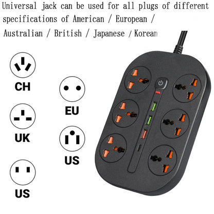 T21 PD3.0 + QC3.0 Multi Hole Row Plug 3000W High Power Socket, US Plug(Black) - Extension Socket by buy2fix | Online Shopping UK | buy2fix