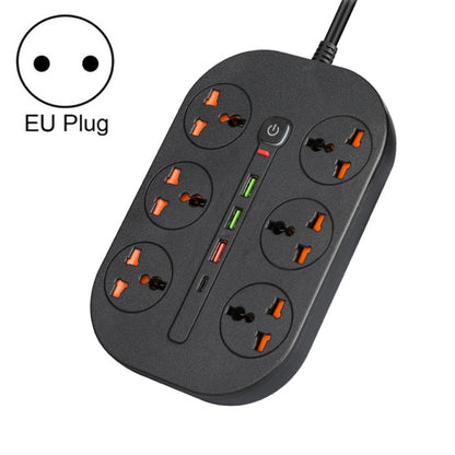 T21 PD3.0 + QC3.0 Multi Hole Row Plug 3000W High Power Socket, EU Plug(Black) - Extension Socket by buy2fix | Online Shopping UK | buy2fix