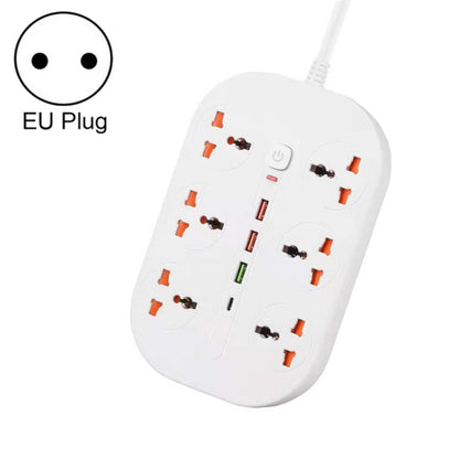 T21 PD3.0 + QC3.0 Multi Hole Row Plug 3000W High Power Socket, EU Plug(White) - Extension Socket by buy2fix | Online Shopping UK | buy2fix