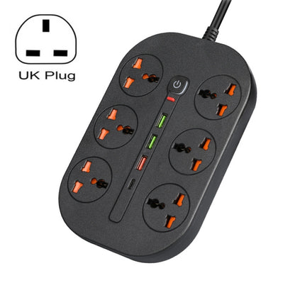 T21 PD3.0 + QC3.0 Multi Hole Row Plug 3000W High Power Socket, UK Plug(Black) - Extension Socket by buy2fix | Online Shopping UK | buy2fix