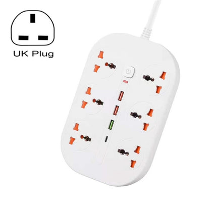 T21 PD3.0 + QC3.0 Multi Hole Row Plug 3000W High Power Socket, UK Plug(White) - Extension Socket by buy2fix | Online Shopping UK | buy2fix