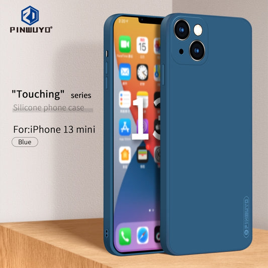 For iPhone 13 mini PINWUYO Touching Series Liquid Silicone TPU Shockproof Case (Blue) - iPhone 13 mini Cases by PINWUYO | Online Shopping UK | buy2fix