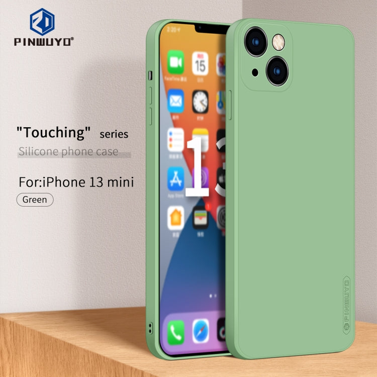For iPhone 13 mini PINWUYO Touching Series Liquid Silicone TPU Shockproof Case (Green) - iPhone 13 mini Cases by PINWUYO | Online Shopping UK | buy2fix