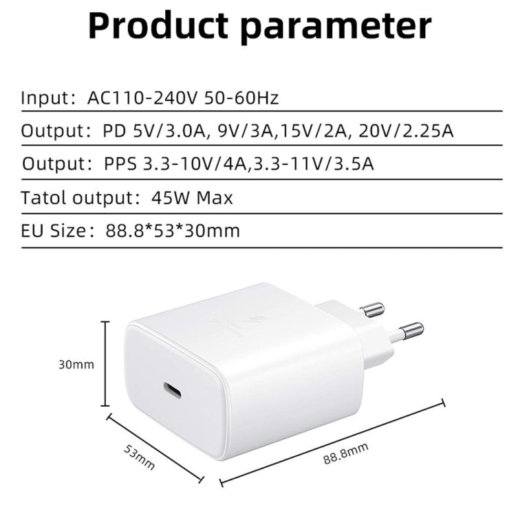 M135 45W USB-C / Type-C Port Fast Charger, EU Plug(Black) - USB Charger by buy2fix | Online Shopping UK | buy2fix