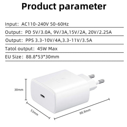 M135 45W USB-C / Type-C Port Fast Charger, EU Plug(Black) - USB Charger by buy2fix | Online Shopping UK | buy2fix