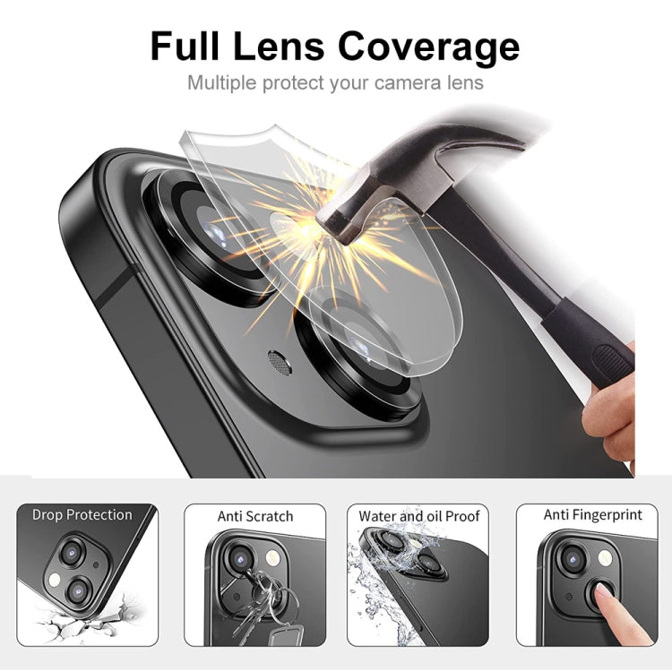 For iPhone 13 ENKAY Hat-Prince Aluminium Alloy + Tempered Glass Camera Lens Cover Film Ring(Black) by ENKAY