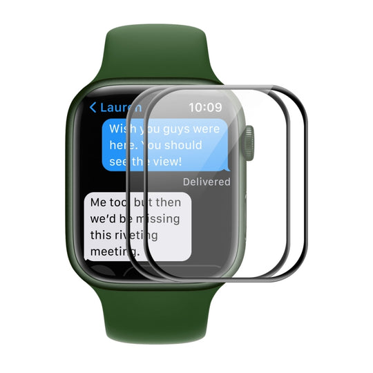 2pcs ENKAY Hat-Prince Case Friendly 3D Full Screen PET Curved Hot Bending HD Screen Protector Film For Apple Watch Series 9 / 8 / 7 41mm(Black)