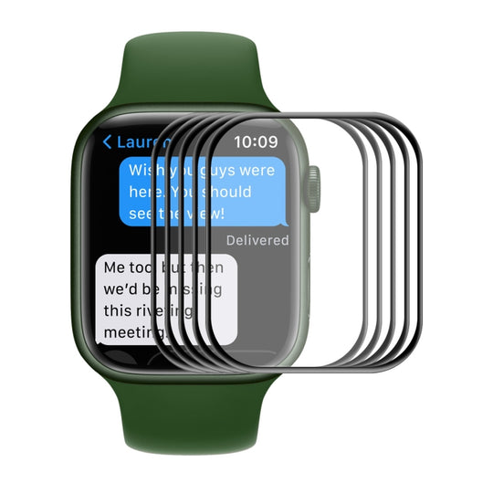 5pcs ENKAY Hat-Prince Case Friendly 3D Full Screen PET Curved Hot Bending HD Screen Protector Film For Apple Watch Series 9 / 8 7 41mm(Black)
