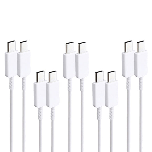 XJ-69 5 PCS 1m 3A USB-C / Type-C to Type-C TPU Charging Sync Data Cable for Mobile Phone(White) by buy2fix