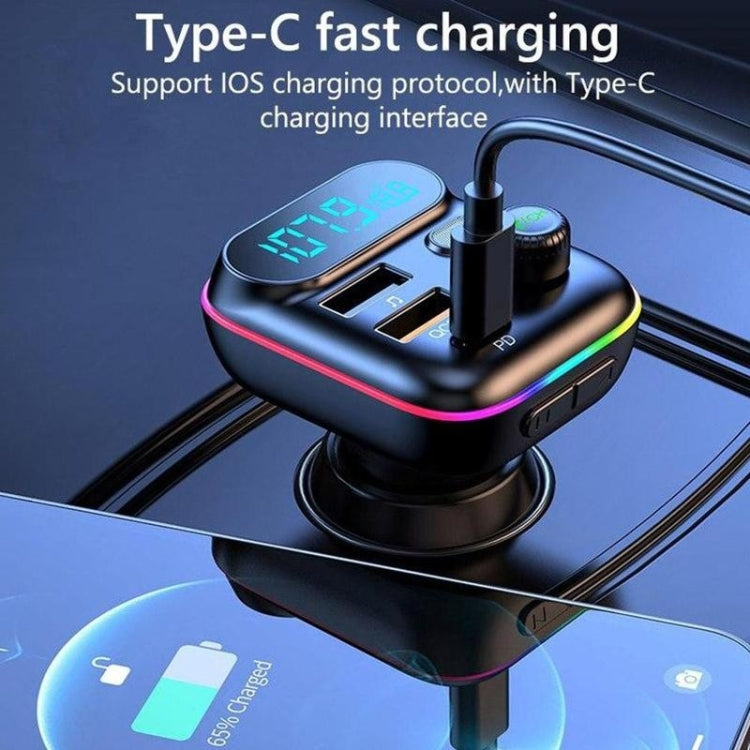 T70 Car MP3 Player FM Transmitter with Bluetooth USB Car Mobile Charger QC3.0 Quick Charge U Disk Music Player FM Modulator - Bluetooth Car Kits by buy2fix | Online Shopping UK | buy2fix