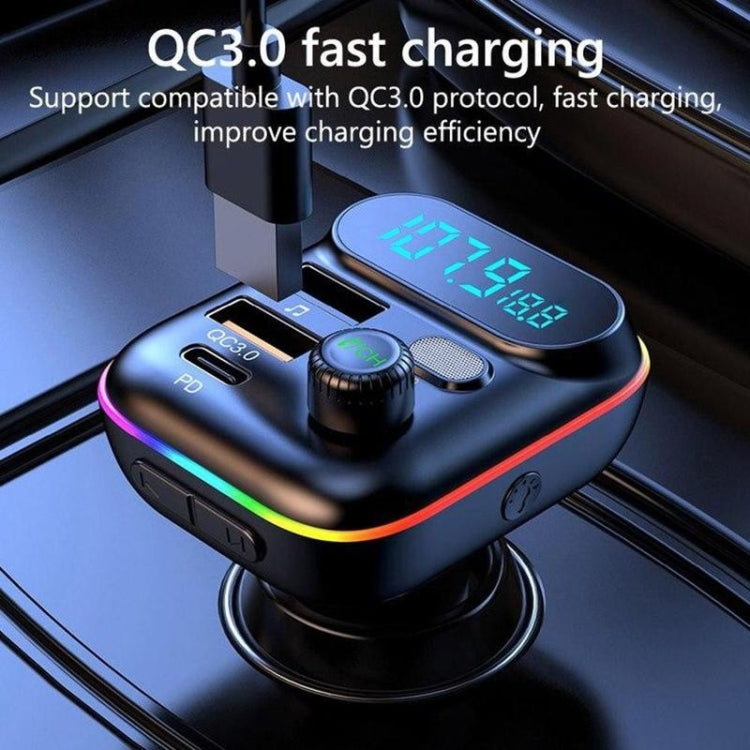 T70 Car MP3 Player FM Transmitter with Bluetooth USB Car Mobile Charger QC3.0 Quick Charge U Disk Music Player FM Modulator - Bluetooth Car Kits by buy2fix | Online Shopping UK | buy2fix