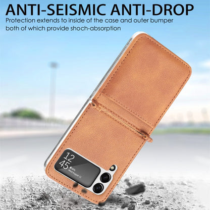For Samsung Galaxy Z Flip3 5G Litchi Pattern Folding Leather Shockproof Card All-inclusive Case(Brown) - Galaxy Phone Cases by buy2fix | Online Shopping UK | buy2fix