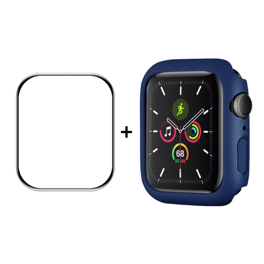 ENKAY Hat-Prince PC Frame + Full Coverage PMMA HD Screen Protector Film For Apple Watch Series 9 / 8 / 7 41mm(Dark Blue)