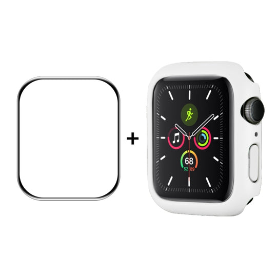 ENKAY Hat-Prince PC Frame + Full Coverage PMMA HD Screen Protector Film For Apple Watch Series 9 / 8 / 7 45mm(White)