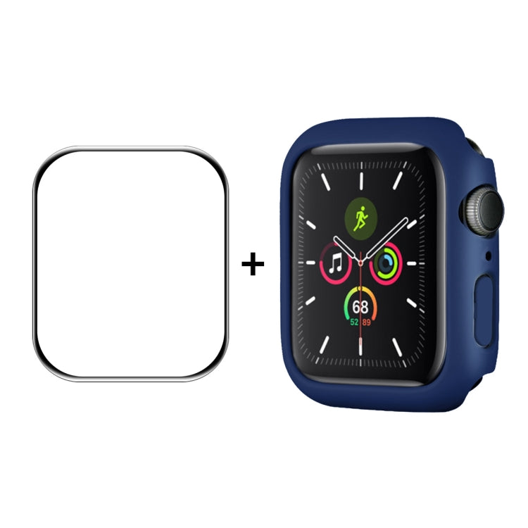 ENKAY Hat-Prince PC Frame + Full Coverage PMMA HD Screen Protector Film For Apple Watch Series 8 / 7 45mm(Dark Blue) - Watch Cases by ENKAY | Online Shopping UK | buy2fix