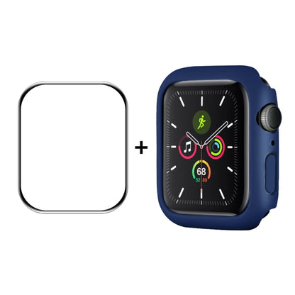 ENKAY Hat-Prince PC Frame + Full Coverage PMMA HD Screen Protector Film For Apple Watch Series 8 / 7 45mm(Dark Blue) - Watch Cases by ENKAY | Online Shopping UK | buy2fix