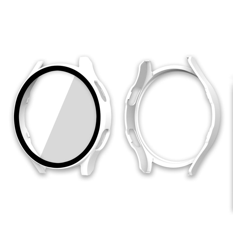 ENKAY Hat-Prince Full Coverage PC Frame + Tempered Glass Protector Composite Case for Samsung Galaxy Watch4 40mm(White) - Watch Cases by ENKAY | Online Shopping UK | buy2fix