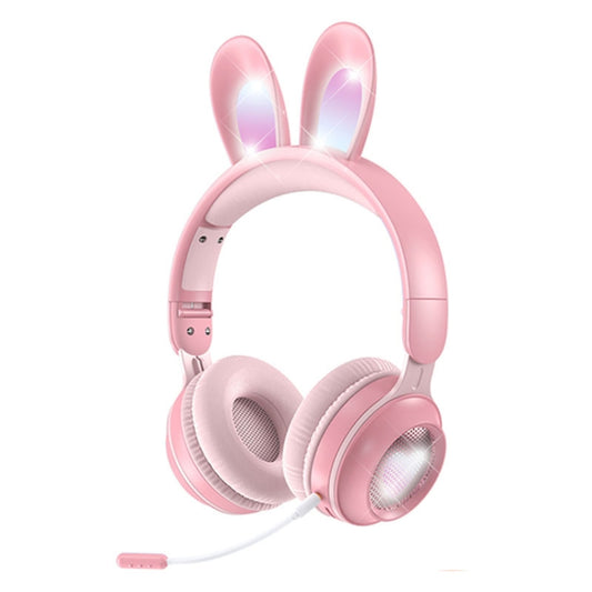 KE-01 Rabbit Ear Wireless Bluetooth 5.0 Stereo Music Foldable Headset with Mic For PC(Pink) - Headset & Headphone by buy2fix | Online Shopping UK | buy2fix