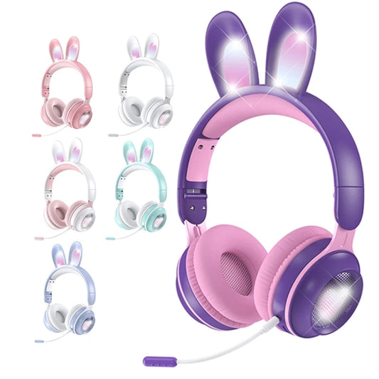 KE-01 Rabbit Ear Wireless Bluetooth 5.0 Stereo Music Foldable Headset with Mic For PC(Pink) - Headset & Headphone by buy2fix | Online Shopping UK | buy2fix