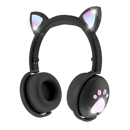 BK9 HiFi 7.1 Surround Sound Cat Claw Luminous Cat Ear Bluetooth Gaming Headset with Mic(Black) by buy2fix
