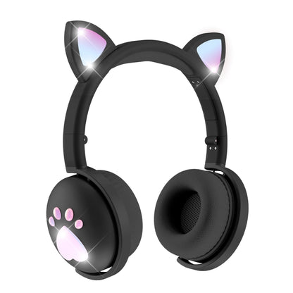 BK9 HiFi 7.1 Surround Sound Cat Claw Luminous Cat Ear Bluetooth Gaming Headset with Mic(Black) by buy2fix