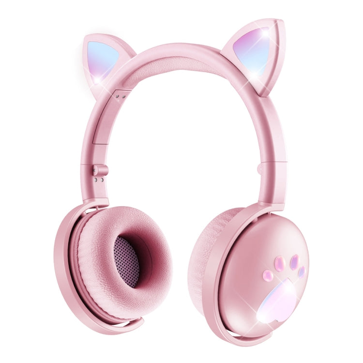 BK9 HiFi 7.1 Surround Sound Cat Claw Luminous Cat Ear Bluetooth Gaming Headset with Mic(Pink) by buy2fix