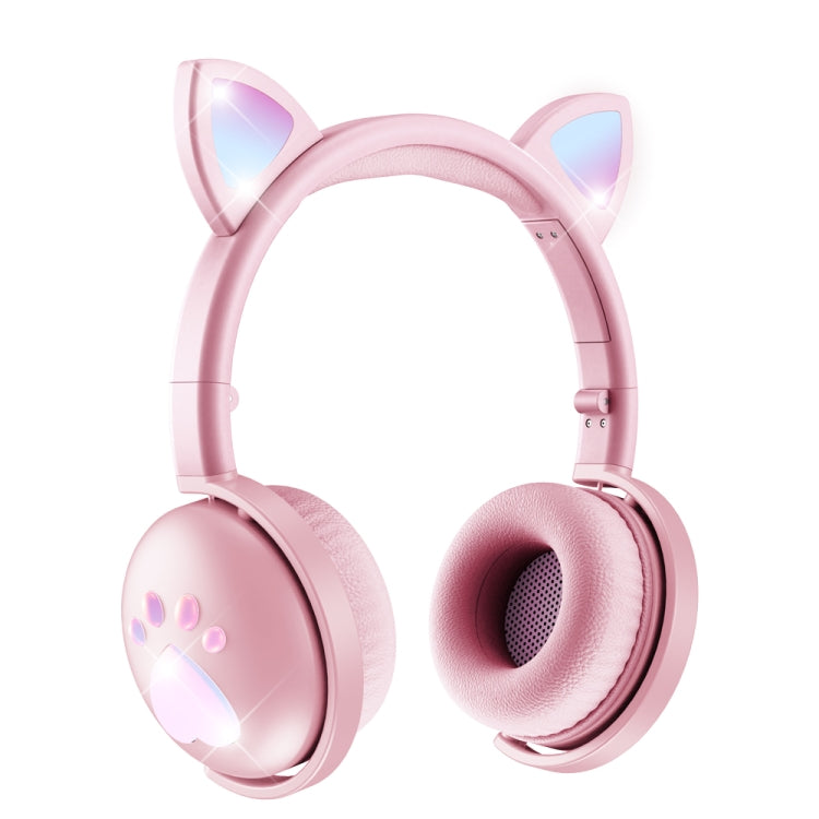 BK9 HiFi 7.1 Surround Sound Cat Claw Luminous Cat Ear Bluetooth Gaming Headset with Mic(Pink) by buy2fix