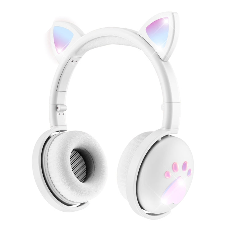 BK9 HiFi 7.1 Surround Sound Cat Claw Luminous Cat Ear Bluetooth Gaming Headset with Mic(White) by buy2fix