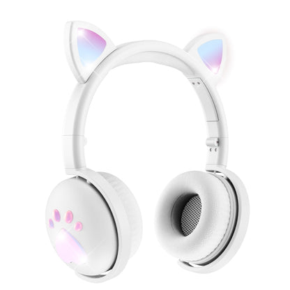 BK9 HiFi 7.1 Surround Sound Cat Claw Luminous Cat Ear Bluetooth Gaming Headset with Mic(White) by buy2fix