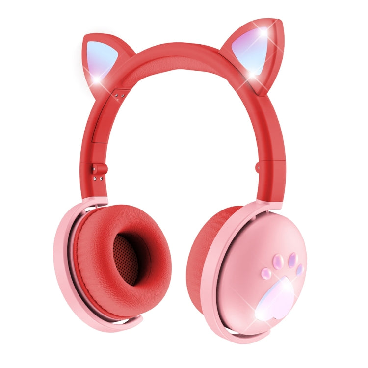 BK9 HiFi 7.1 Surround Sound Cat Claw Luminous Cat Ear Bluetooth Gaming Headset with Mic(Red) by buy2fix