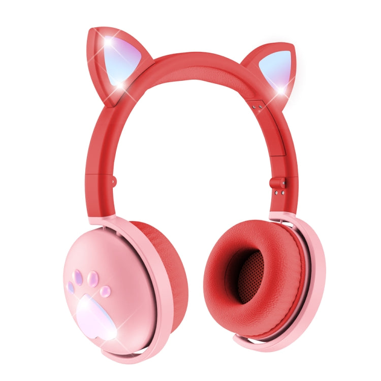 BK9 HiFi 7.1 Surround Sound Cat Claw Luminous Cat Ear Bluetooth Gaming Headset with Mic(Red) by buy2fix