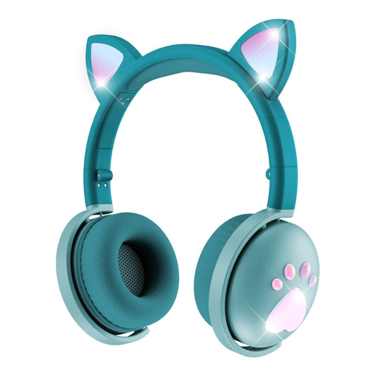 BK9 HiFi 7.1 Surround Sound Cat Claw Luminous Cat Ear Bluetooth Gaming Headset with Mic(Green) by buy2fix