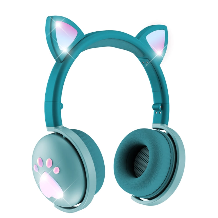 BK9 HiFi 7.1 Surround Sound Cat Claw Luminous Cat Ear Bluetooth Gaming Headset with Mic(Green) by buy2fix