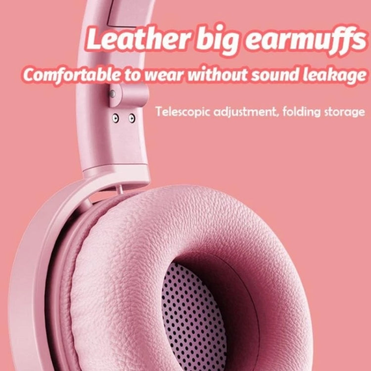 BK9 HiFi 7.1 Surround Sound Cat Claw Luminous Cat Ear Bluetooth Gaming Headset with Mic(Pink) by buy2fix