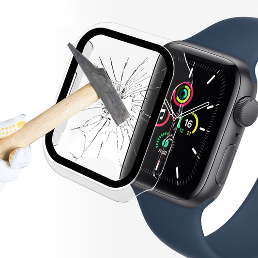 ENKAY Hat-Prince 2 in 1 PC Frame + 9H Tempered Glass Protector Full Coverage Case For Apple Watch Series 8 / 7 41mm(Transparent) - Watch Cases by ENKAY | Online Shopping UK | buy2fix