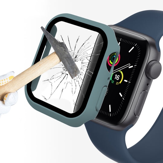 ENKAY Hat-Prince 2 in 1 PC Frame + 9H Tempered Glass Protector Full Coverage Case For Apple Watch Series 9 / 8 / 7 45mm(Green)
