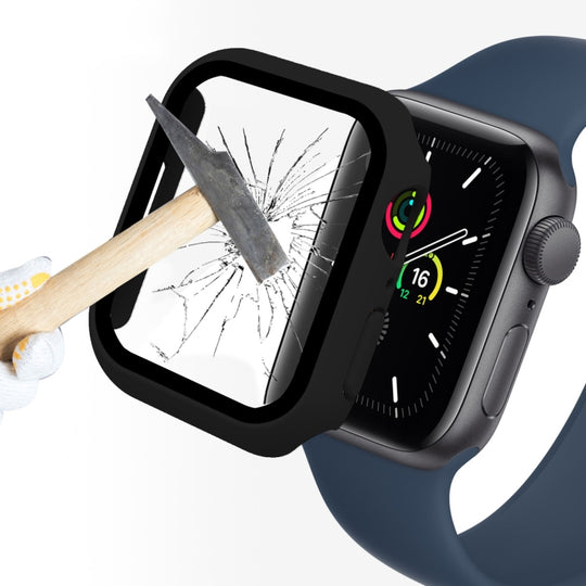 ENKAY Hat-Prince 2 in 1 PC Frame + 9H Tempered Glass Protector Full Coverage Case For Apple Watch Series 9 / 8 / 7 45mm(Black)