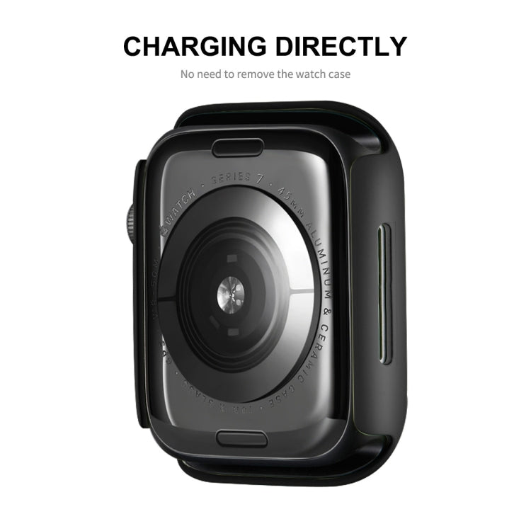 ENKAY Hat-Prince 2 in 1 PC Frame + 9H Tempered Glass Protector Full Coverage Case For Apple Watch Series 8 / 7 45mm(White) - Watch Cases by ENKAY | Online Shopping UK | buy2fix