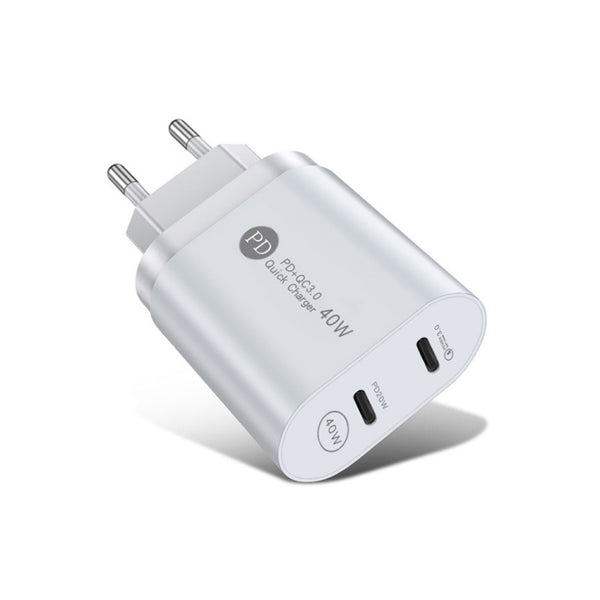 002 40W Dual Port PD USB-C / Type-C Fast Charger for iPhone / iPad Series, EU Plug(White) by buy2fix