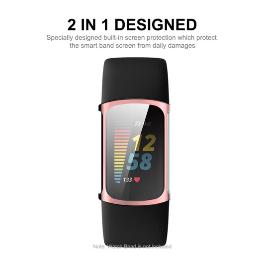 For Fitbit Charge 5/ Charge 6 ENKAY Hat-Prince Full Coverage Electroplated Soft TPU Case Scratch Resistant Cover(Pink) - Watch Cases by ENKAY | Online Shopping UK | buy2fix