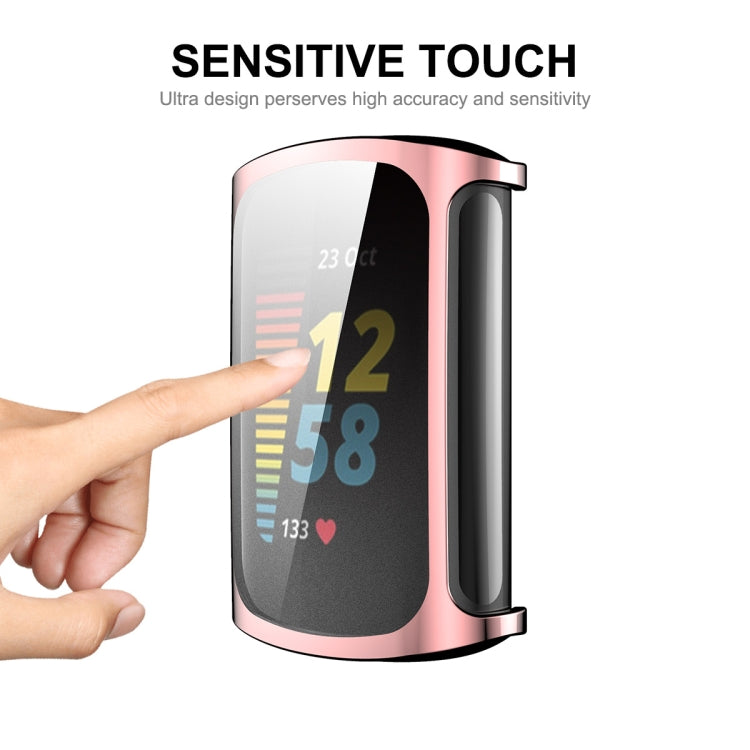 For Fitbit Charge 5/ Charge 6 ENKAY Hat-Prince Full Coverage Electroplated Soft TPU Case Scratch Resistant Cover(Black) - Watch Cases by ENKAY | Online Shopping UK | buy2fix