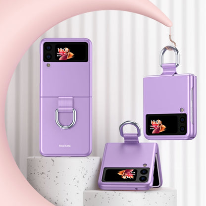 For Samsung Galaxy Z Flip3 5G Skin Feel Folding Phone Case with Drawstring Key Chain(Purple) - Galaxy Phone Cases by buy2fix | Online Shopping UK | buy2fix