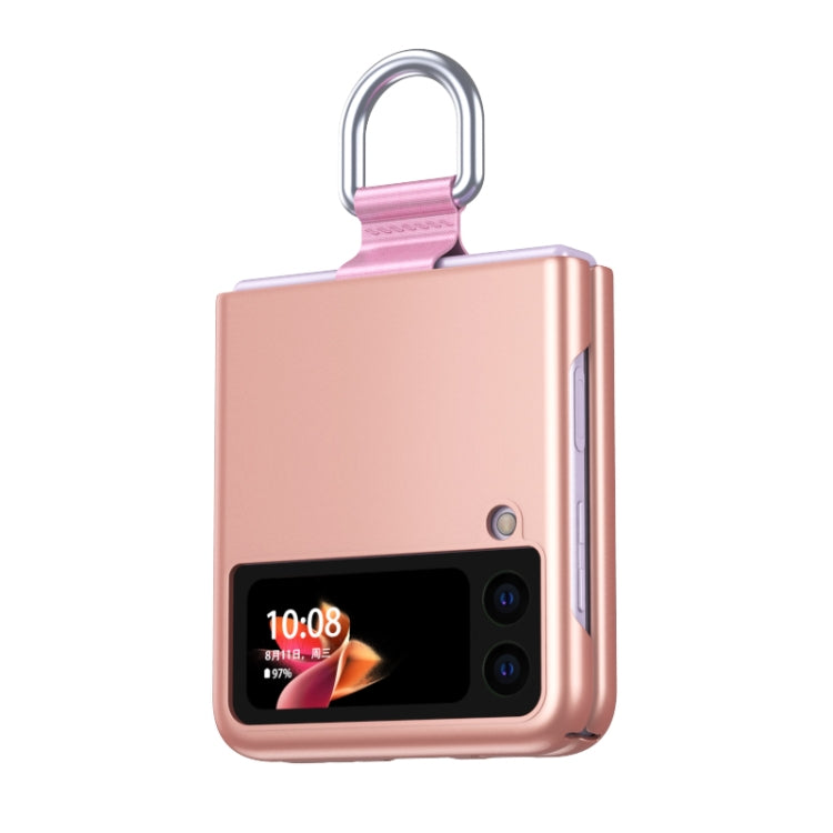For Samsung Galaxy Z Flip3 5G Skin Feel Folding Phone Case with Drawstring Key Chain(Rose Gold) - Galaxy Phone Cases by buy2fix | Online Shopping UK | buy2fix
