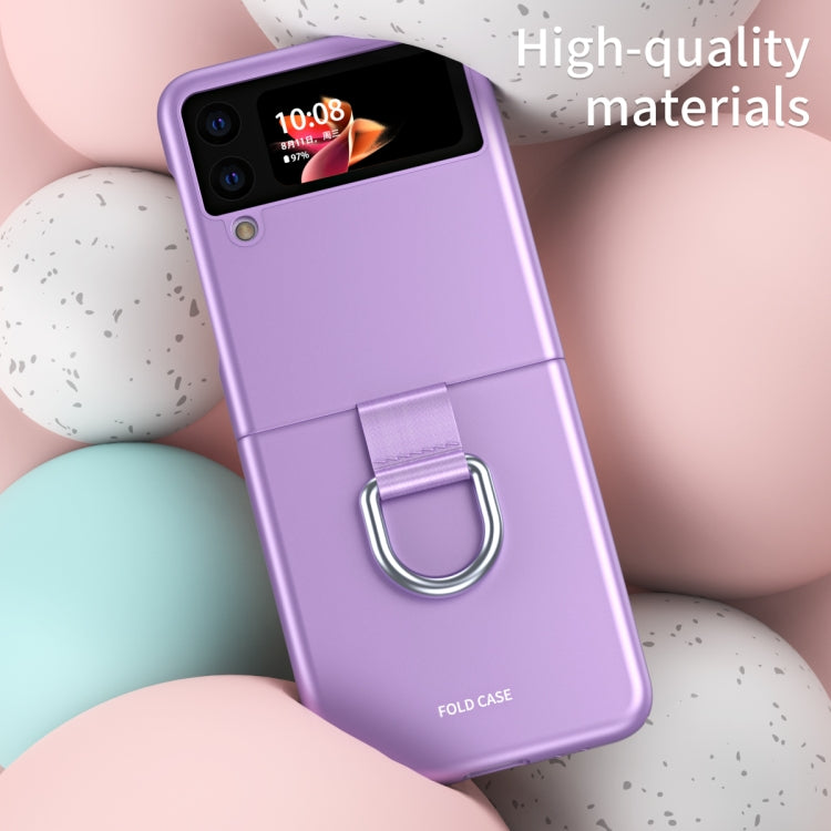 For Samsung Galaxy Z Flip3 5G Skin Feel Folding Phone Case with Drawstring Key Chain(Purple) - Galaxy Phone Cases by buy2fix | Online Shopping UK | buy2fix