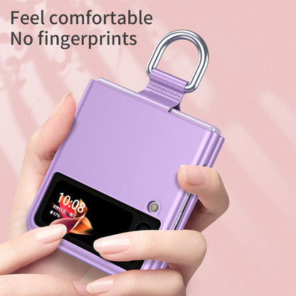 For Samsung Galaxy Z Flip3 5G Skin Feel Folding Phone Case with Drawstring Key Chain(Purple) - Galaxy Phone Cases by buy2fix | Online Shopping UK | buy2fix