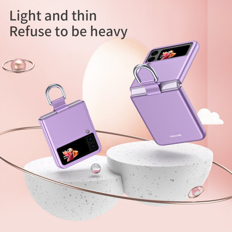 For Samsung Galaxy Z Flip3 5G Skin Feel Folding Phone Case with Drawstring Key Chain(Purple) - Galaxy Phone Cases by buy2fix | Online Shopping UK | buy2fix